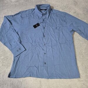 Axis LA Mens Large Button Down Shirt Blue Long Sleeve Textured AF8105X CBT